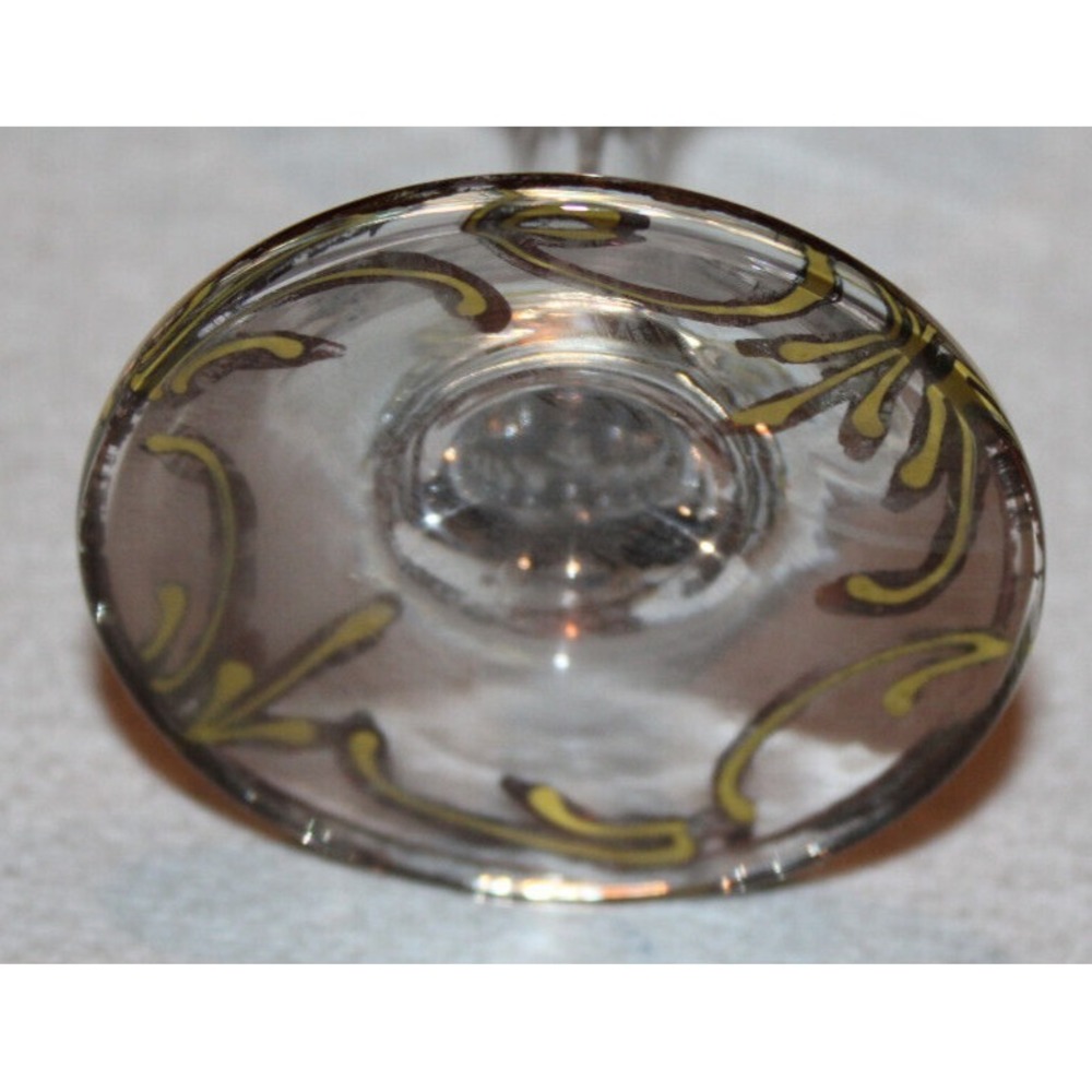 antique Naser al-Din Shah Qajar of Persia stemmed wine glass clear w/ gold trim - Picture 9 of 10